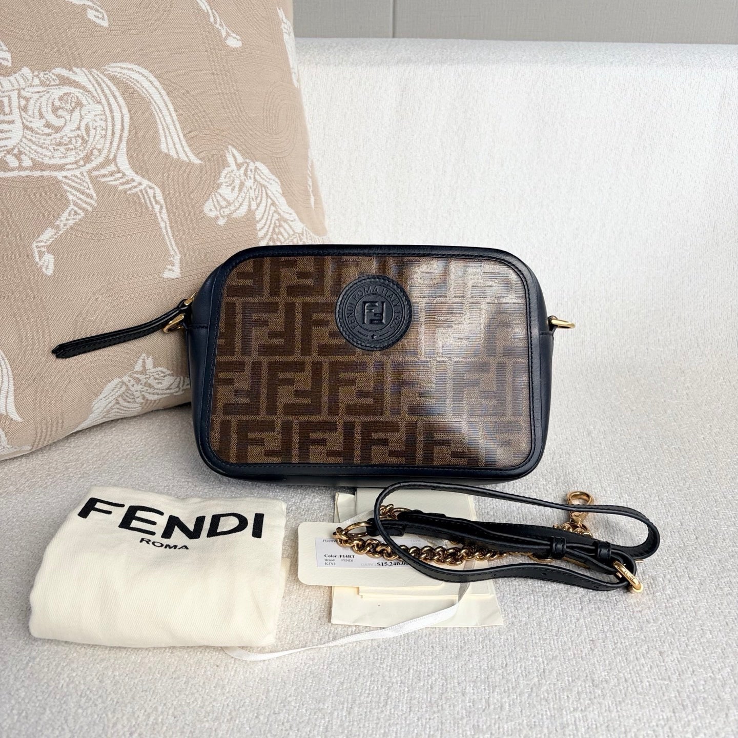 Fendi - Camera bag - Coated canvas and cowhide leather - Brown and Black - (small)