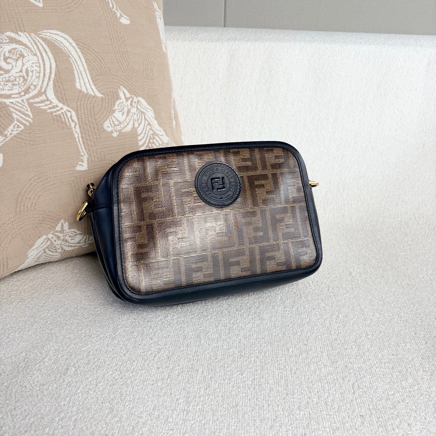 Fendi - Camera bag - Coated canvas and cowhide leather - Brown and Black - (small)
