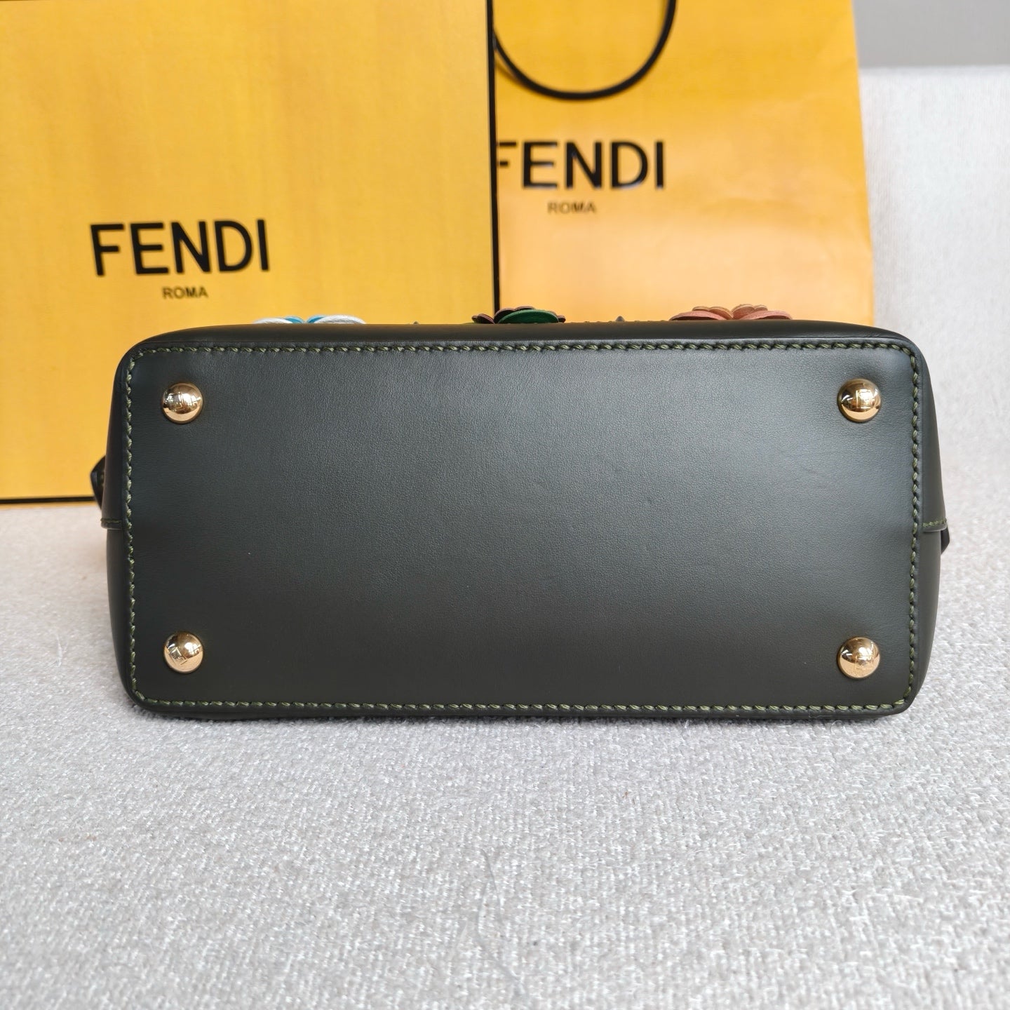 Fendi - Dotcom Rivet Flower Chain Bag - Leather - Green - (Small)