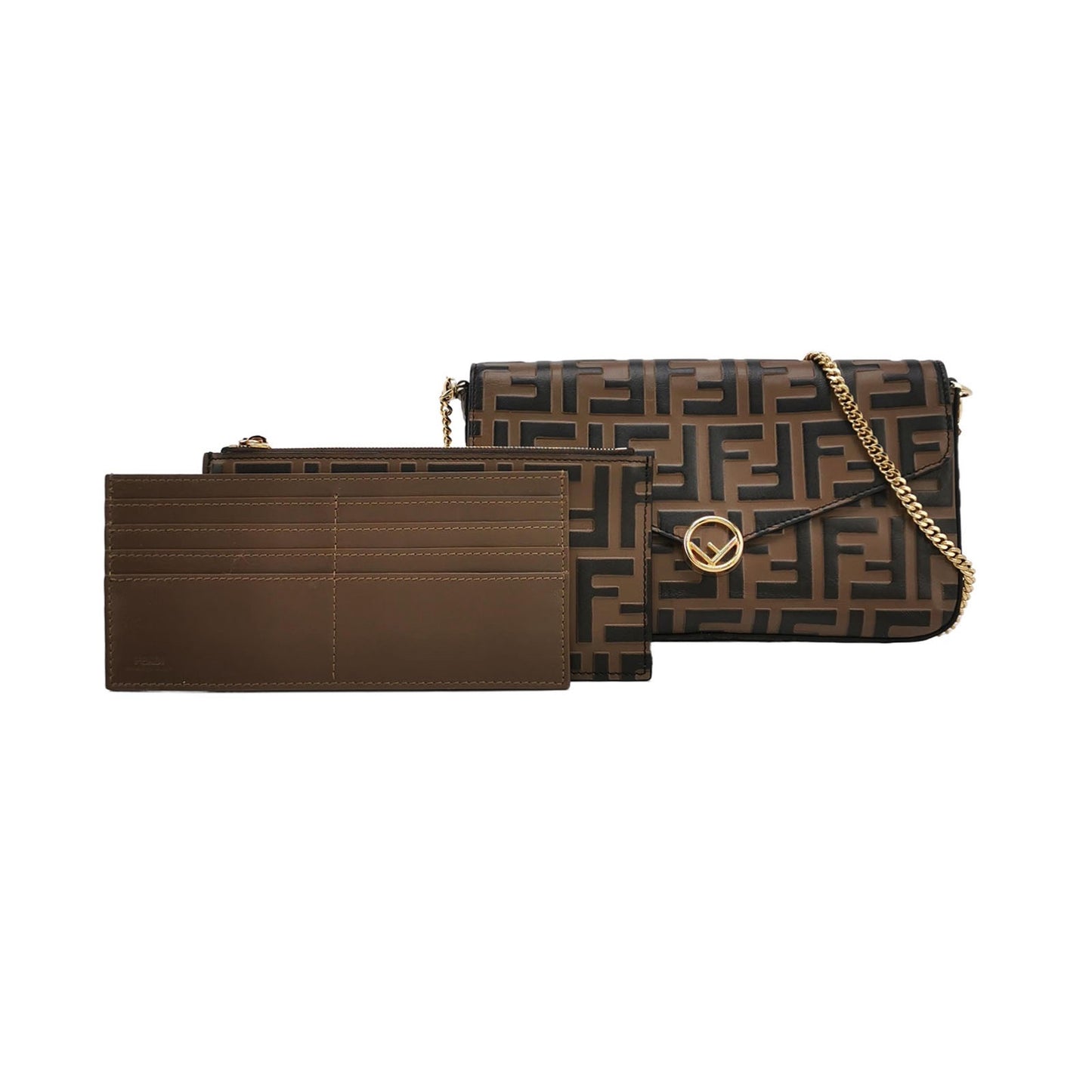Fendi - Double F Monogram Shoulder Bag - Leather - Brown