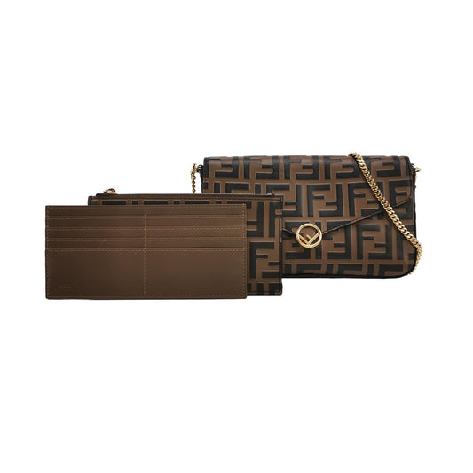 Fendi - Double F Monogram Shoulder Bag - Leather - Brown