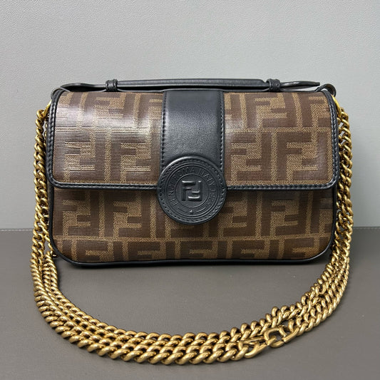 Fendi - Fendi Roma Badge Flap Bag - Coated canvas and Leather - Multicolour - (small)