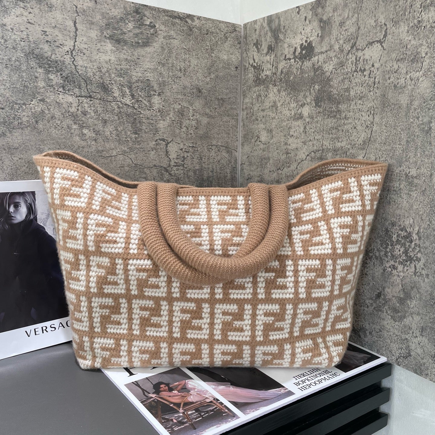 Fendi - FF Monogram Shopping Tote - Cashmere - Beige - (Large)