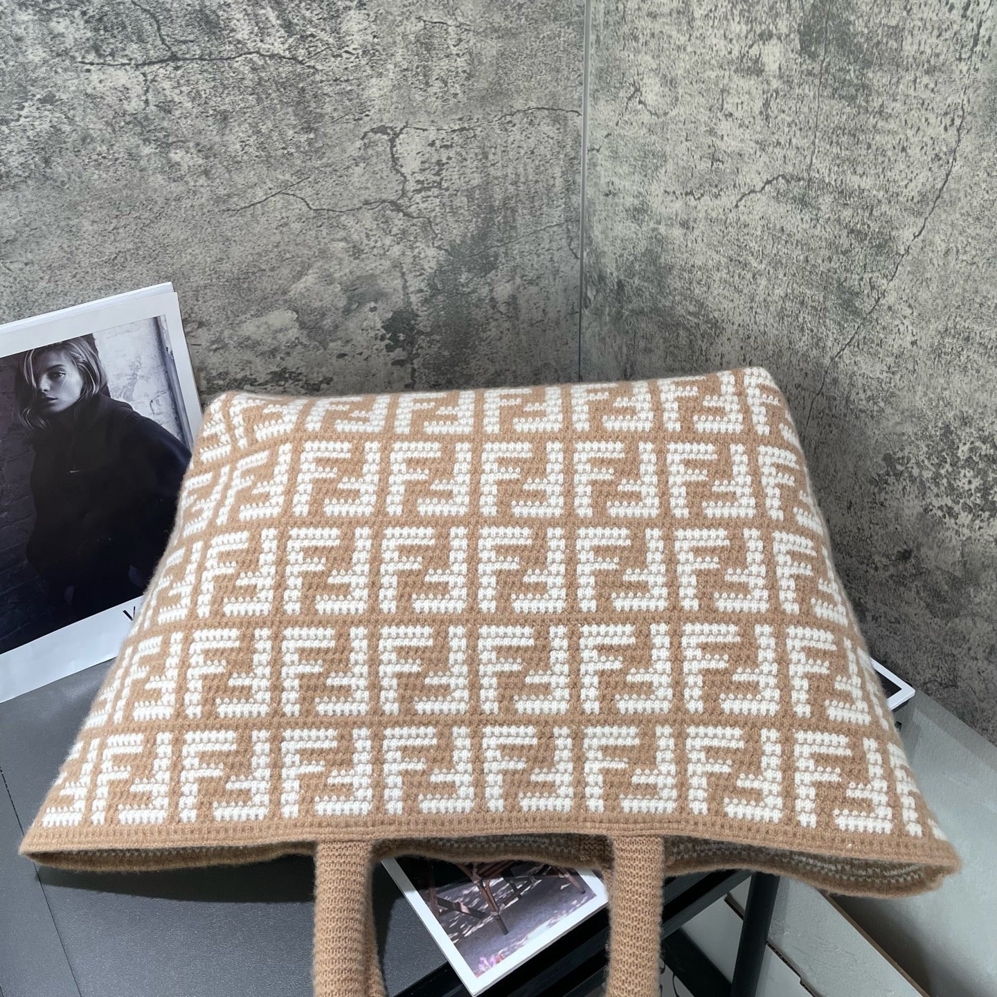 Fendi - FF Monogram Shopping Tote - Cashmere - Beige - (Large)