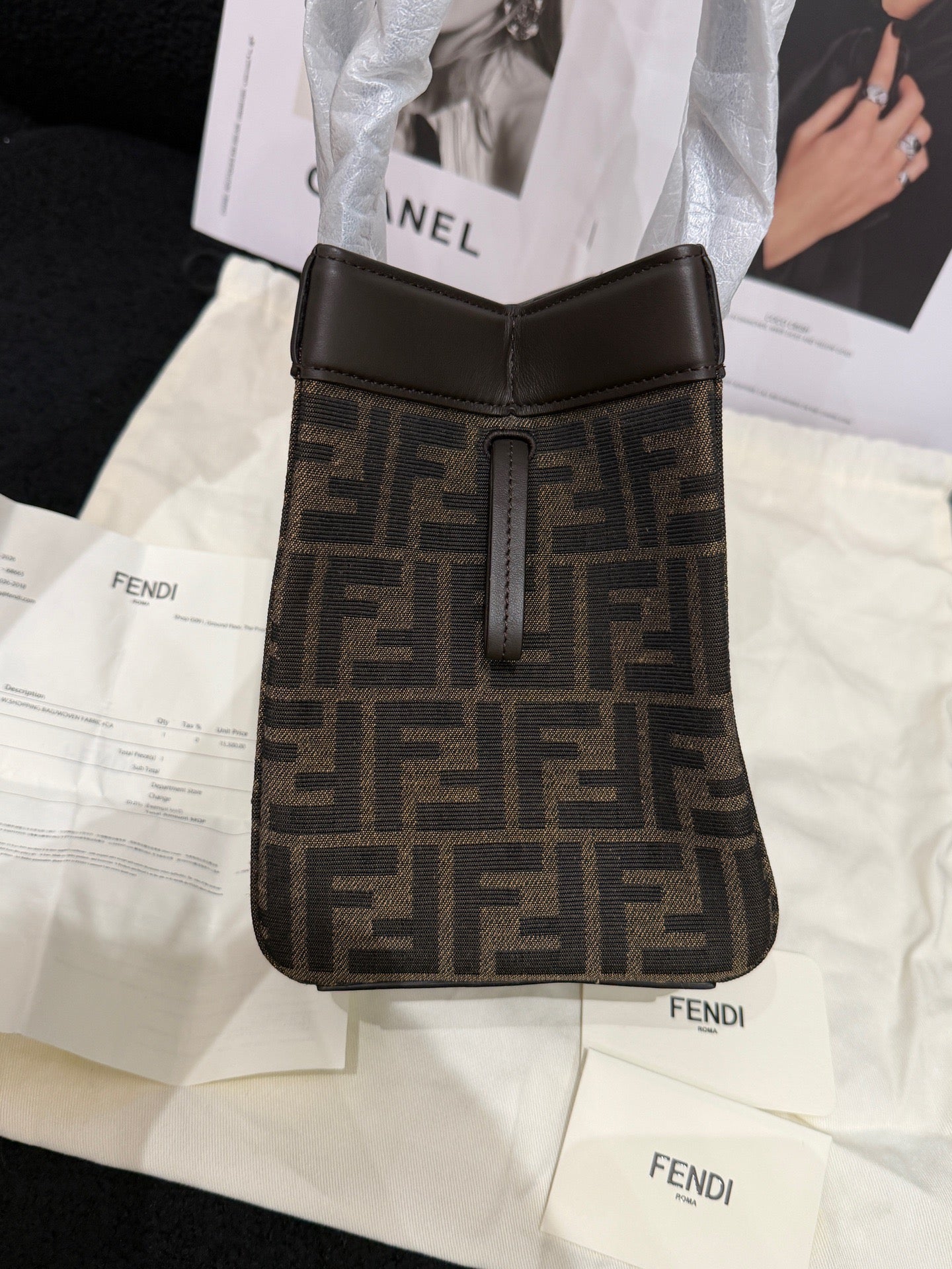 Fendi - Foldable bucket bag - Leather - Brown - (mini)