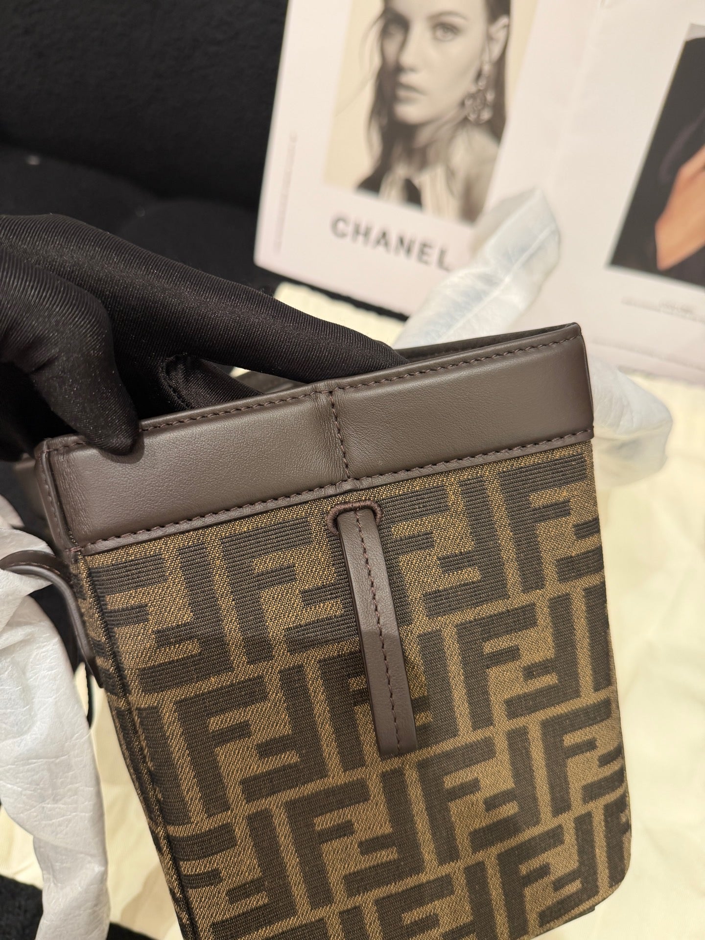 Fendi - Foldable bucket bag - Leather - Brown - (mini)