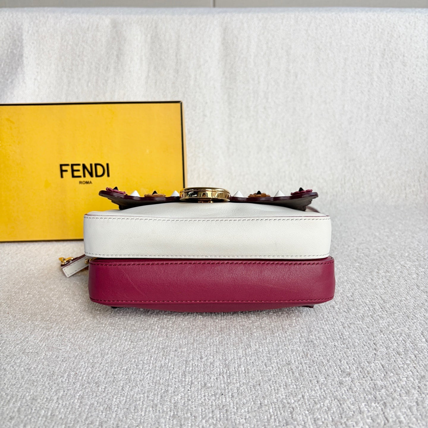 Fendi - Kani - Leather - Burgundy and White with Multicolour details - (mini)