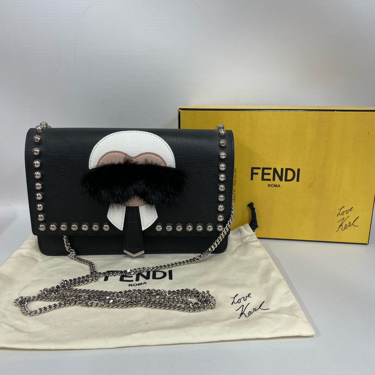 Fendi - Karl Lagerfeld WOC - Textured leather, fur - Black - (mini)