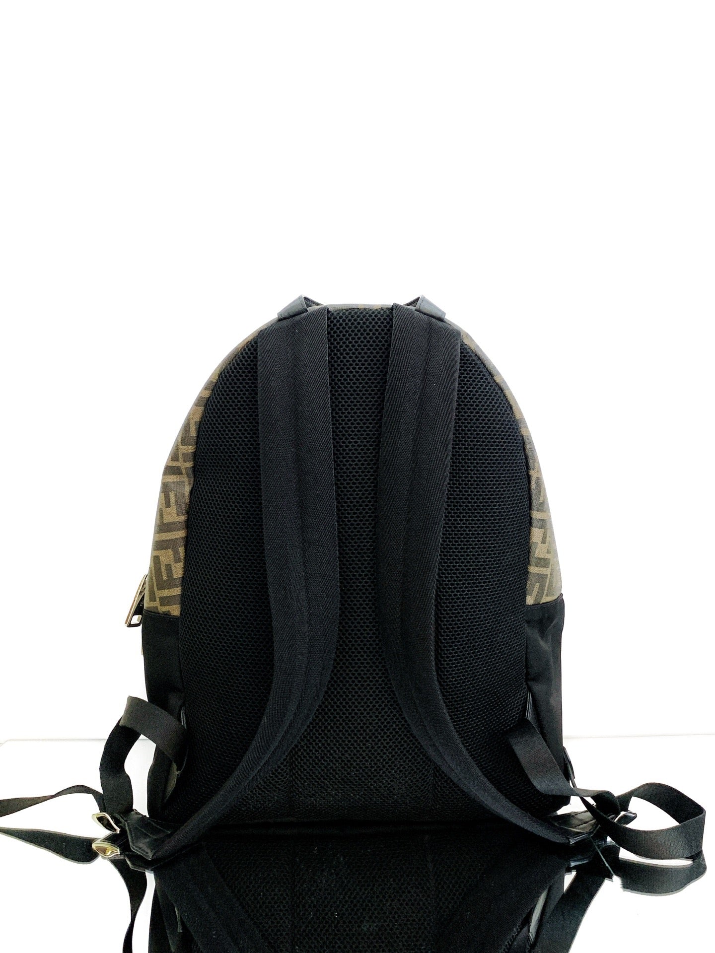 Fendi - Large Capacity Backpack - Coated canvas and nylon with leather trims - Black and Brown - (large)