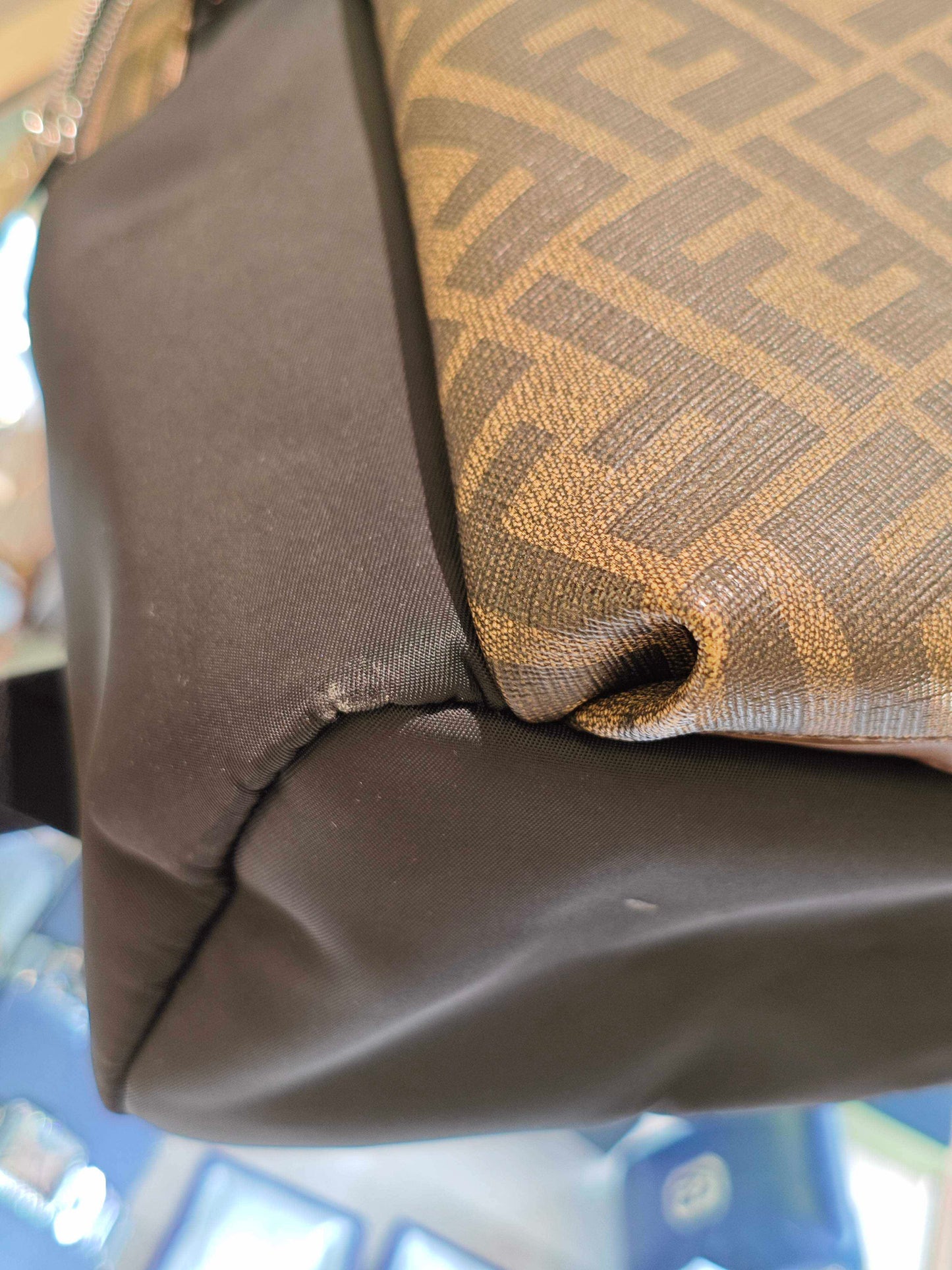 Fendi - Large Capacity Backpack - Coated canvas and nylon with leather trims - Black and Brown - (large)