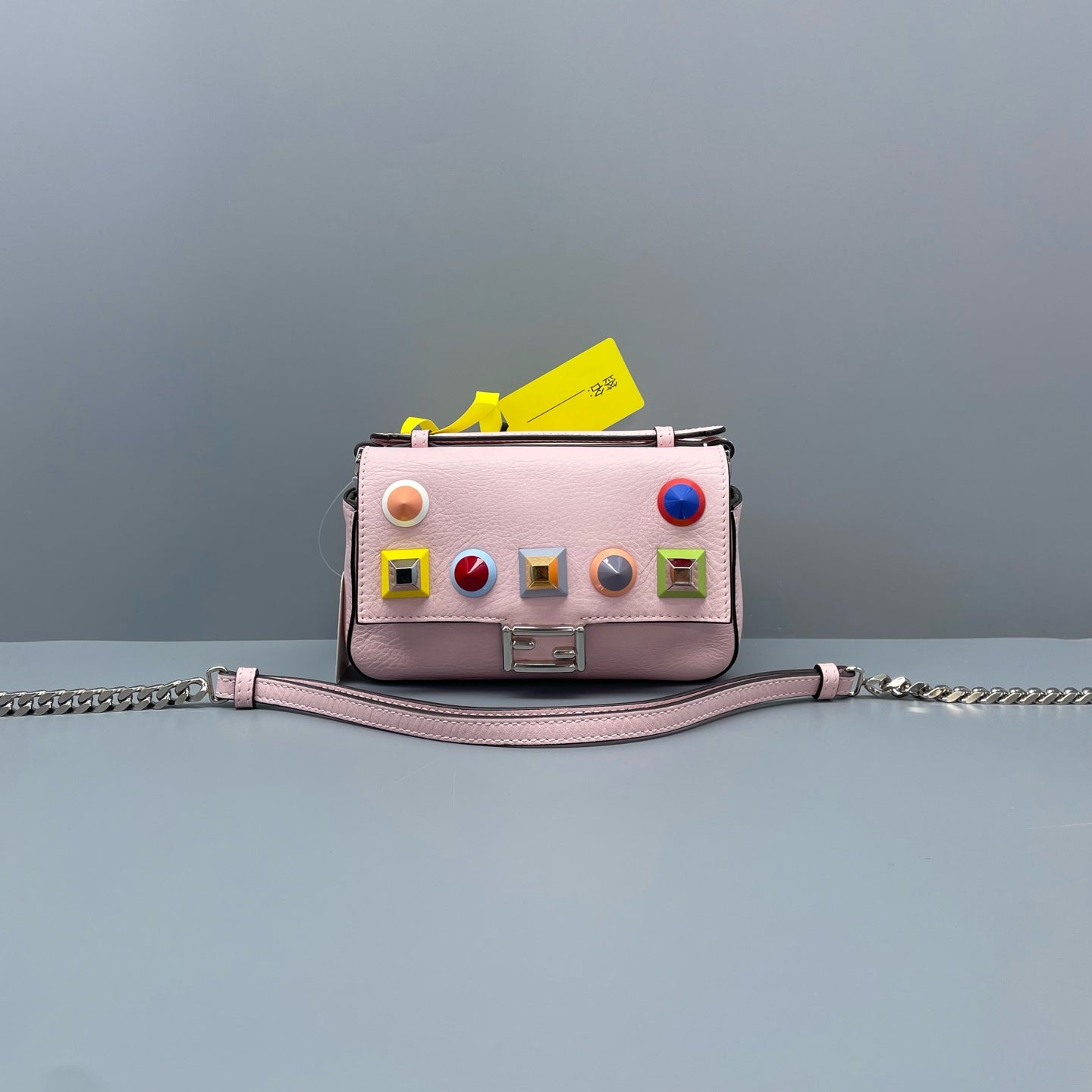 Fendi - Mini Baguette with Double-Sided Multicolored Studs - Leather - Pink - (mini)