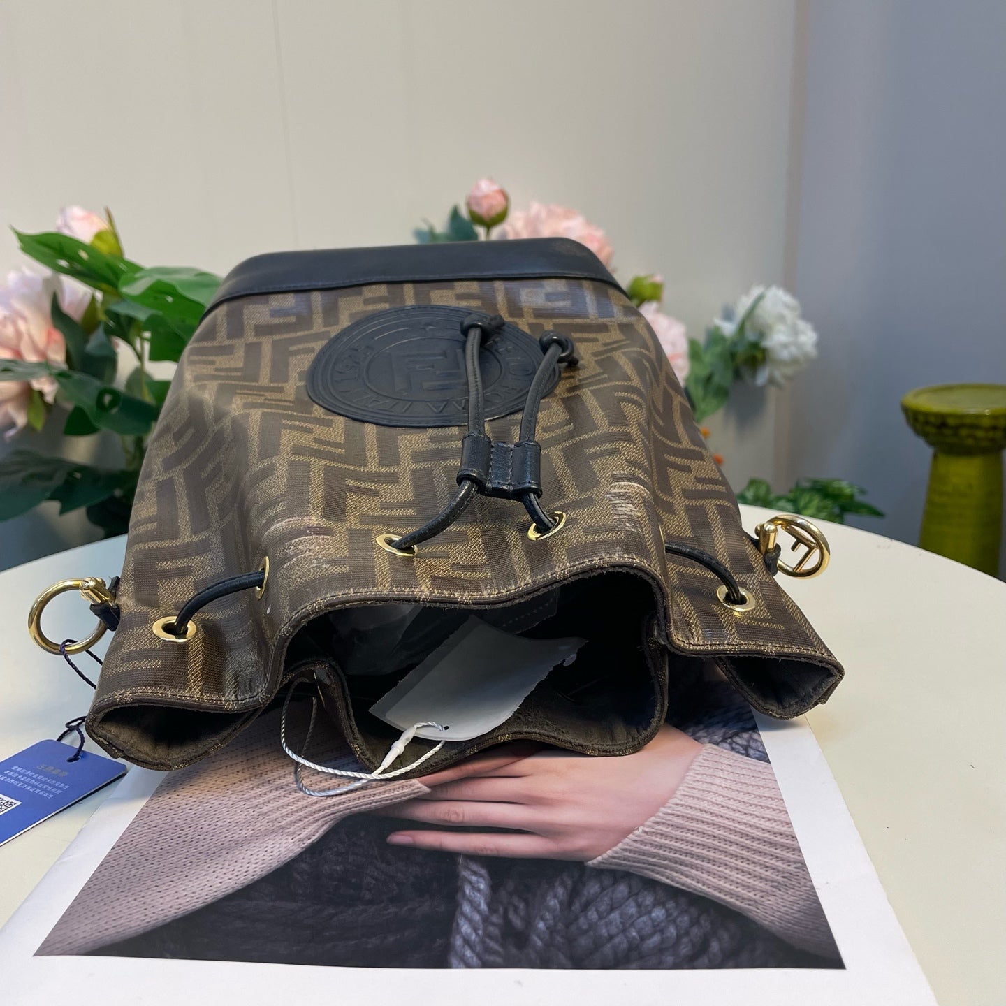 Fendi - Mon Tresor Bucket Bag - Coated canvas with leather trim - Brown with Black accents - (Medium)