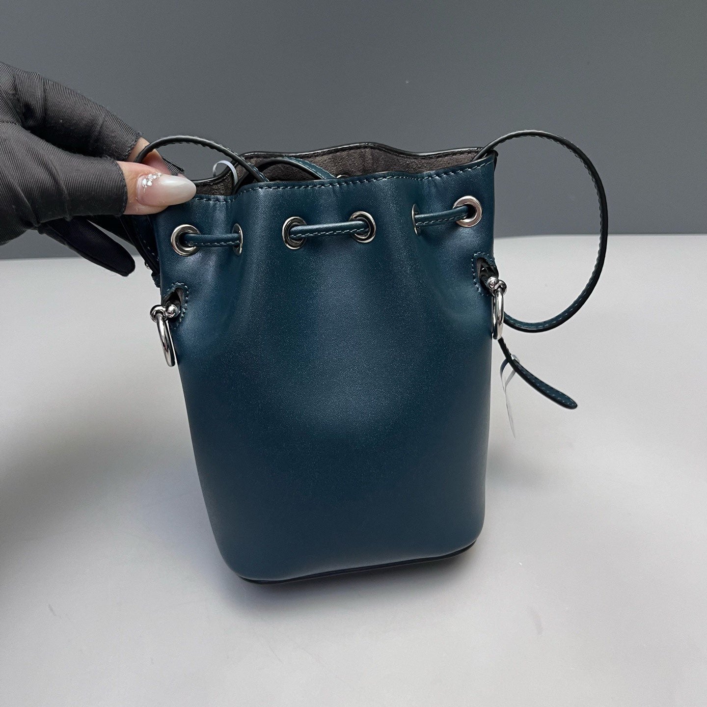 Fendi - Mon Tresor - Cowhide leather with pebbled grain - Deep Teal with Silver-Tone Hardware - (mini)