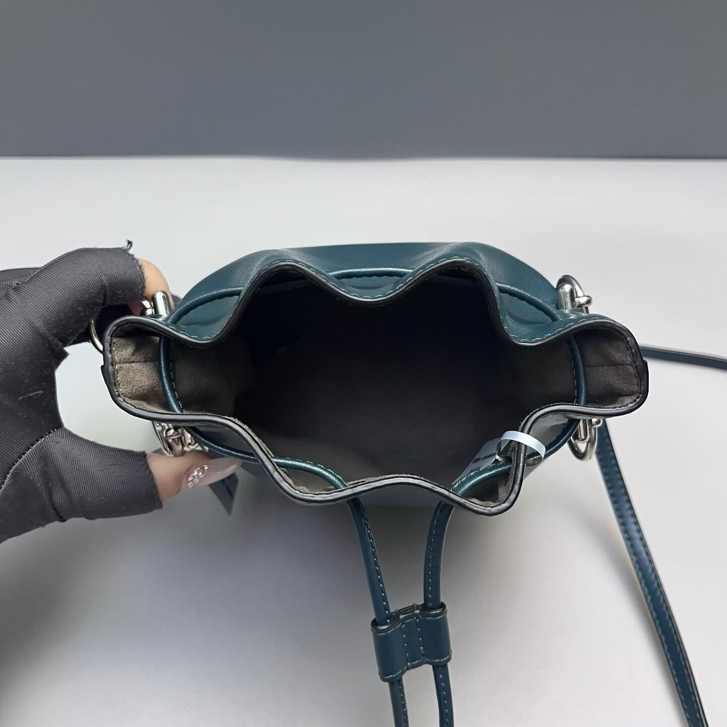 Fendi - Mon Tresor - Cowhide leather with pebbled grain - Deep Teal with Silver-Tone Hardware - (mini)