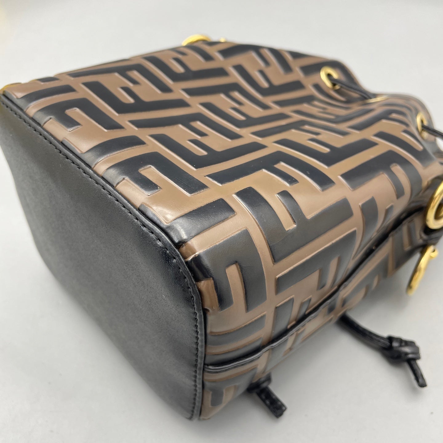Fendi - Mon Tresor Mini Bucket Bag - Coated canvas with leather trim - Brown and Black - (mini)