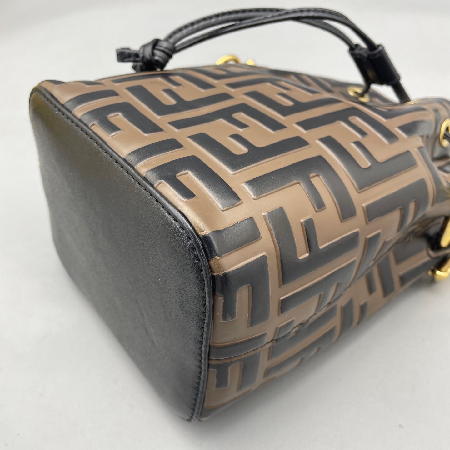 Fendi - Mon Tresor Mini Bucket Bag - Coated canvas with leather trim - Brown and Black - (mini)