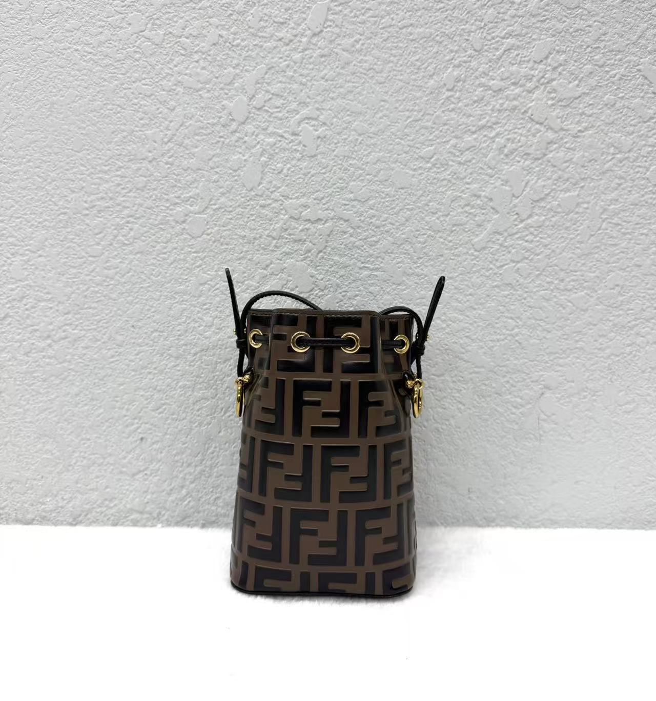 Fendi - Mon Tresor Mini Bucket Bag - Coated canvas with leather trim - Brown with Gold-Tone Hardware - (mini)