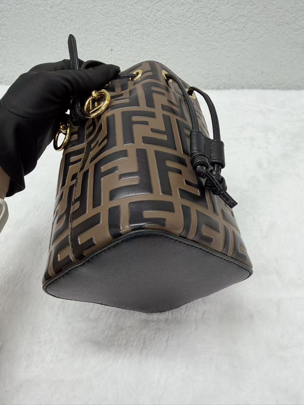 Fendi - Mon Tresor Mini Bucket Bag - Coated canvas with leather trim - Brown with Gold-Tone Hardware - (mini)