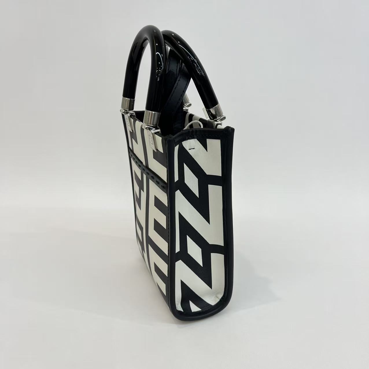 Fendi - Music Score Tote - Coated canvas with leather trim - Black and White - (mini)