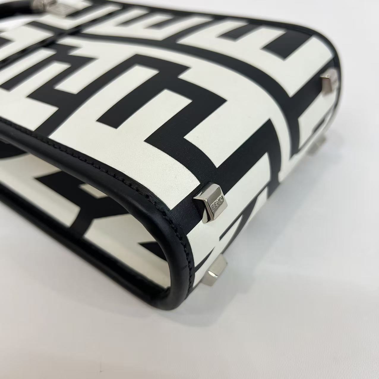 Fendi - Music Score Tote - Coated canvas with leather trim - Black and White - (mini)