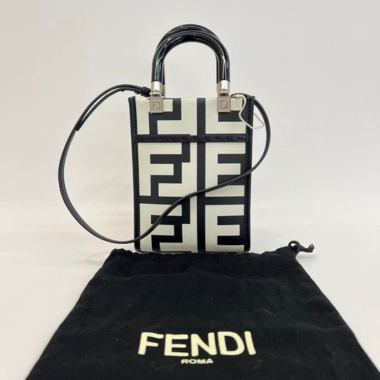 Fendi - Music Score Tote - Coated canvas with leather trim - Black and White - (mini)
