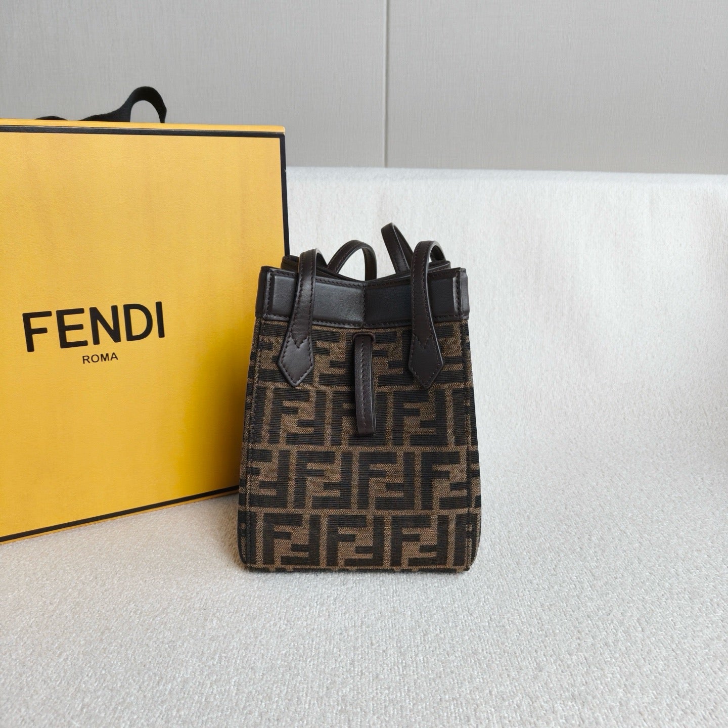Fendi - Origami Bucket Bag - Canvas and Leather - Brown - (mini)