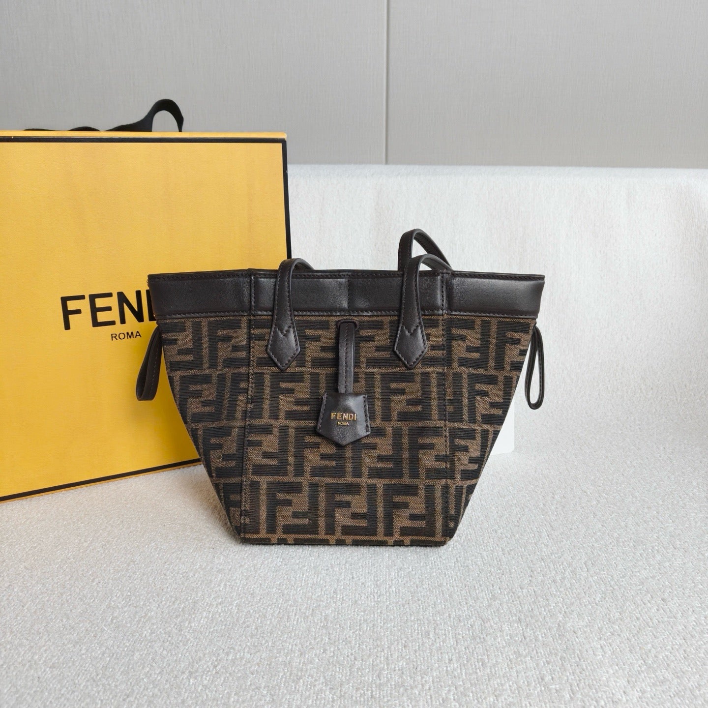 Fendi - Origami Bucket Bag - Canvas and Leather - Brown - (mini)