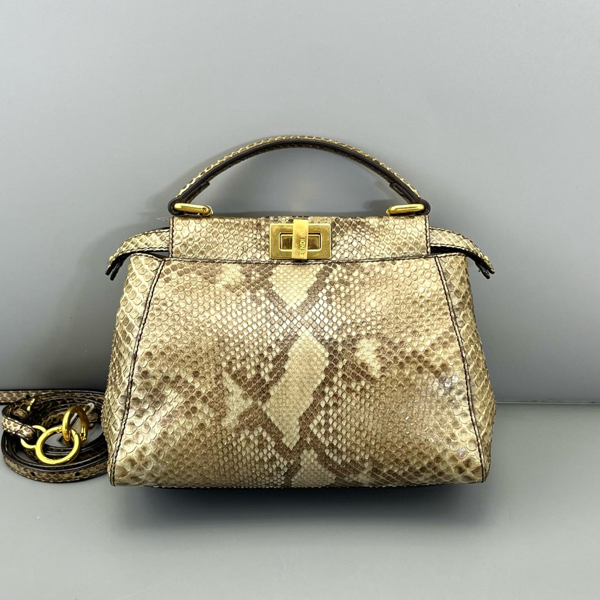 Fendi - Peekaboo - Exotic leathers - Python - Beige - (small)