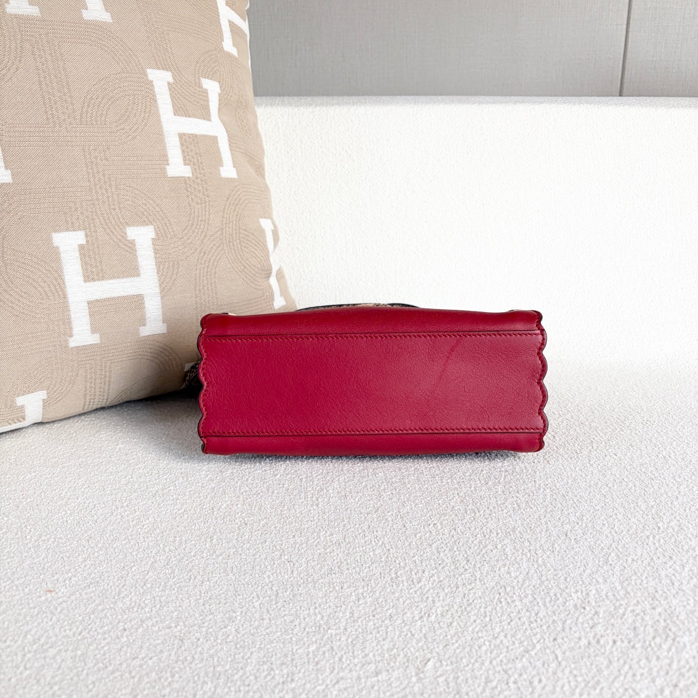 Fendi - Peekaboo - Leather and exotic snakeskin - Red with silver-tone hardware - (mini)