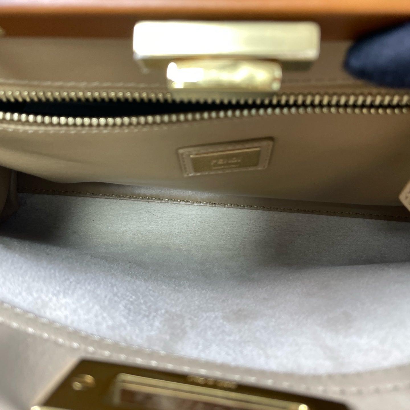 Fendi - Peekaboo - Leather - Beige with Tan Handle - (Medium)