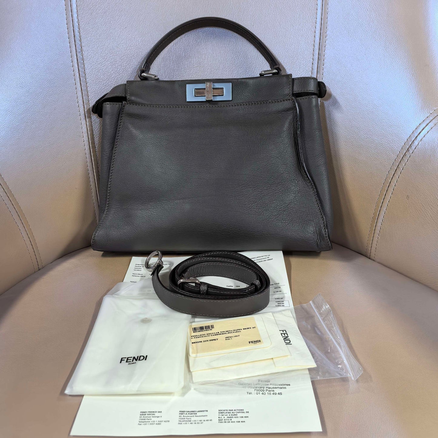 Fendi - Peekaboo - Leather - Grey - (medium)
