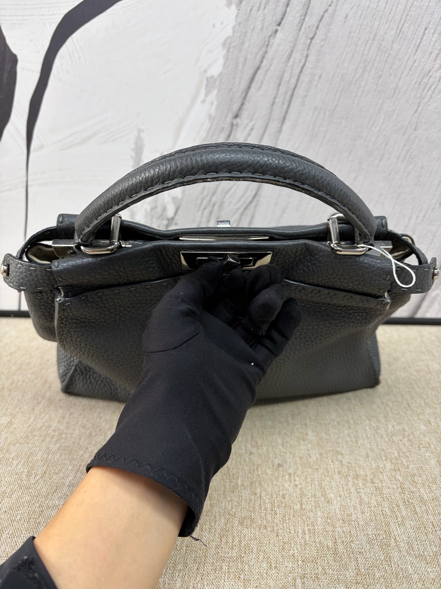 Fendi - Peekaboo - Leather - Grey with Silver-Tone Hardware - (small)