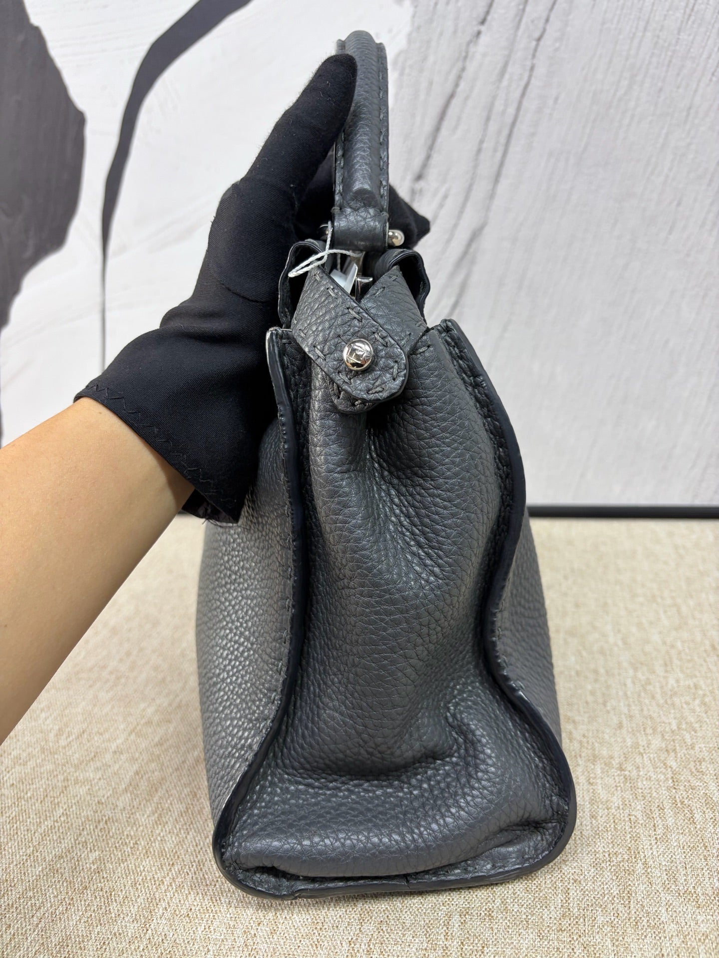 Fendi - Peekaboo - Leather - Grey with Silver-Tone Hardware - (small)