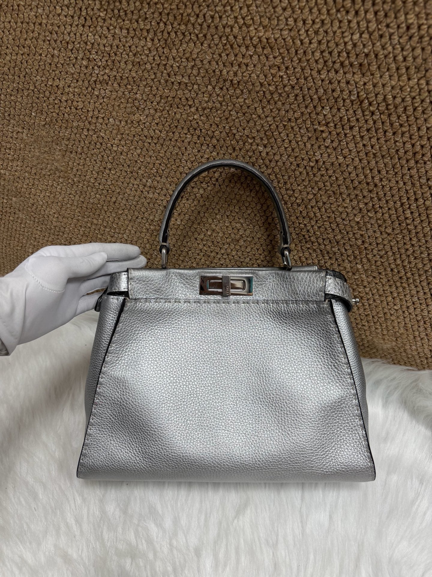 Fendi - Peekaboo - Leather - Silver - (small)