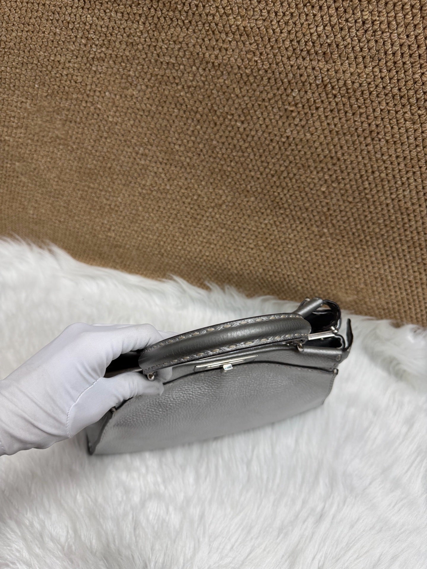 Fendi - Peekaboo - Leather - Silver - (small)
