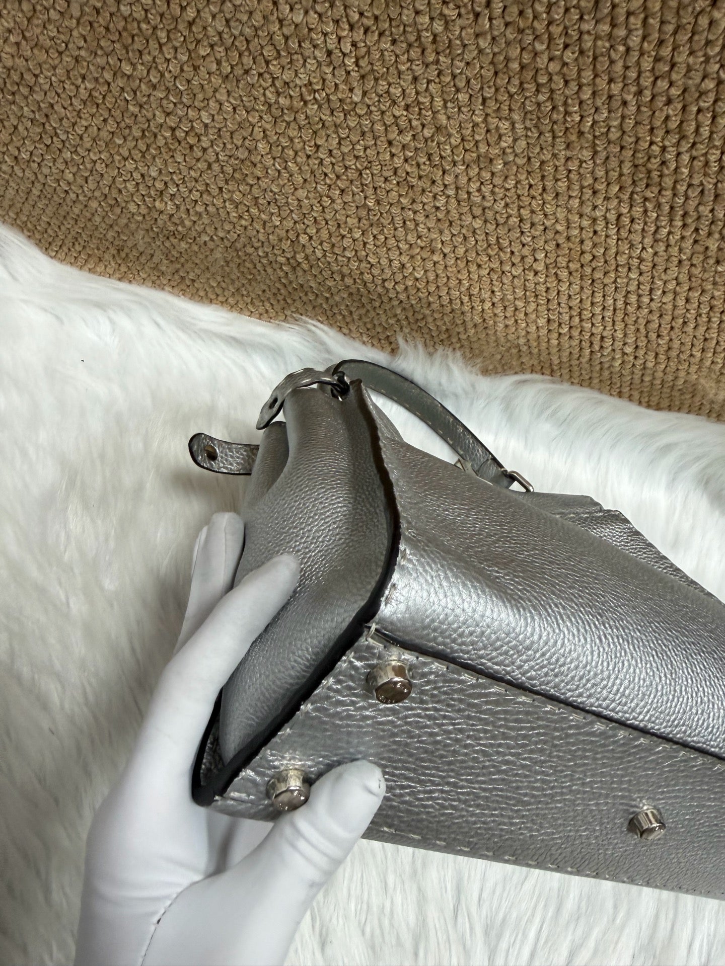 Fendi - Peekaboo - Leather - Silver - (small)