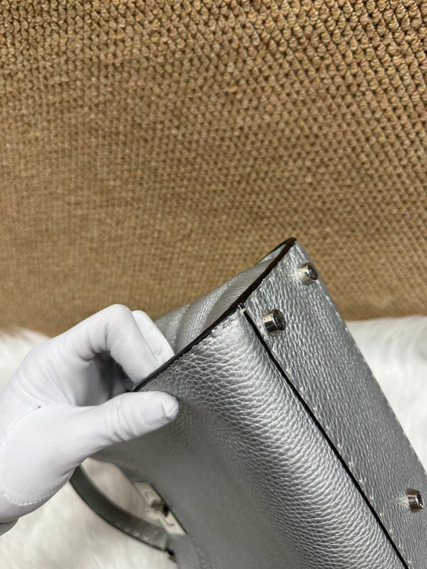 Fendi - Peekaboo - Leather - Silver - (small)