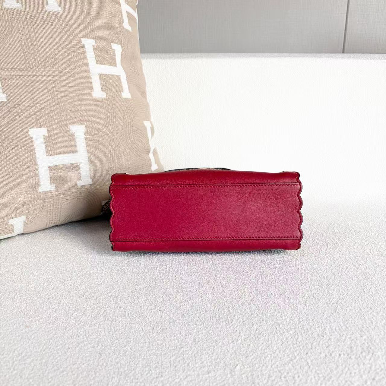 Fendi - Peekaboo - Leather with snakeskin trim - Red - (mini)