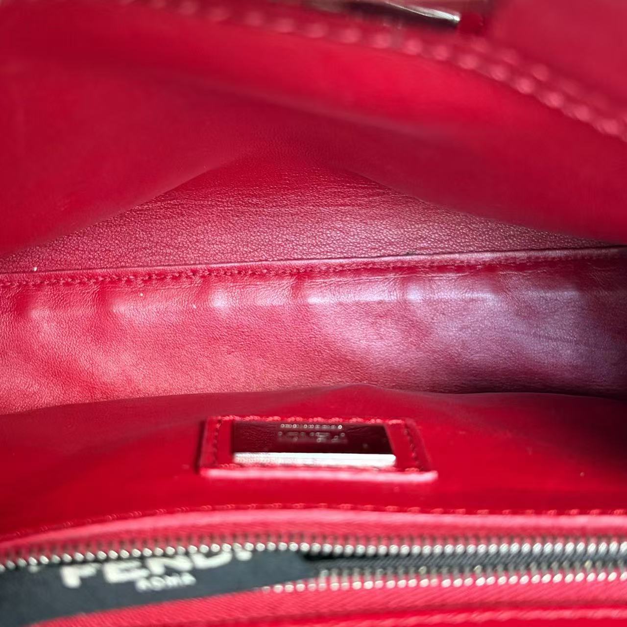 Fendi - Peekaboo - Leather with snakeskin trim - Red - (mini)