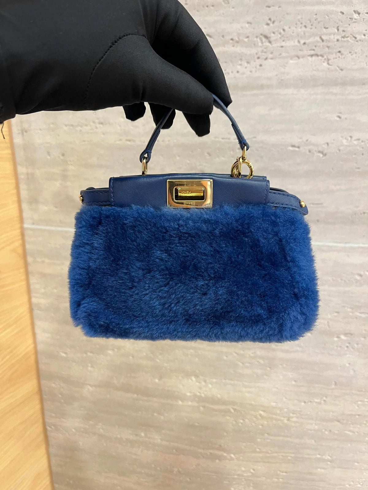 Fendi - Peekaboo Micro - Fur - Shearling - Blue - (mini)
