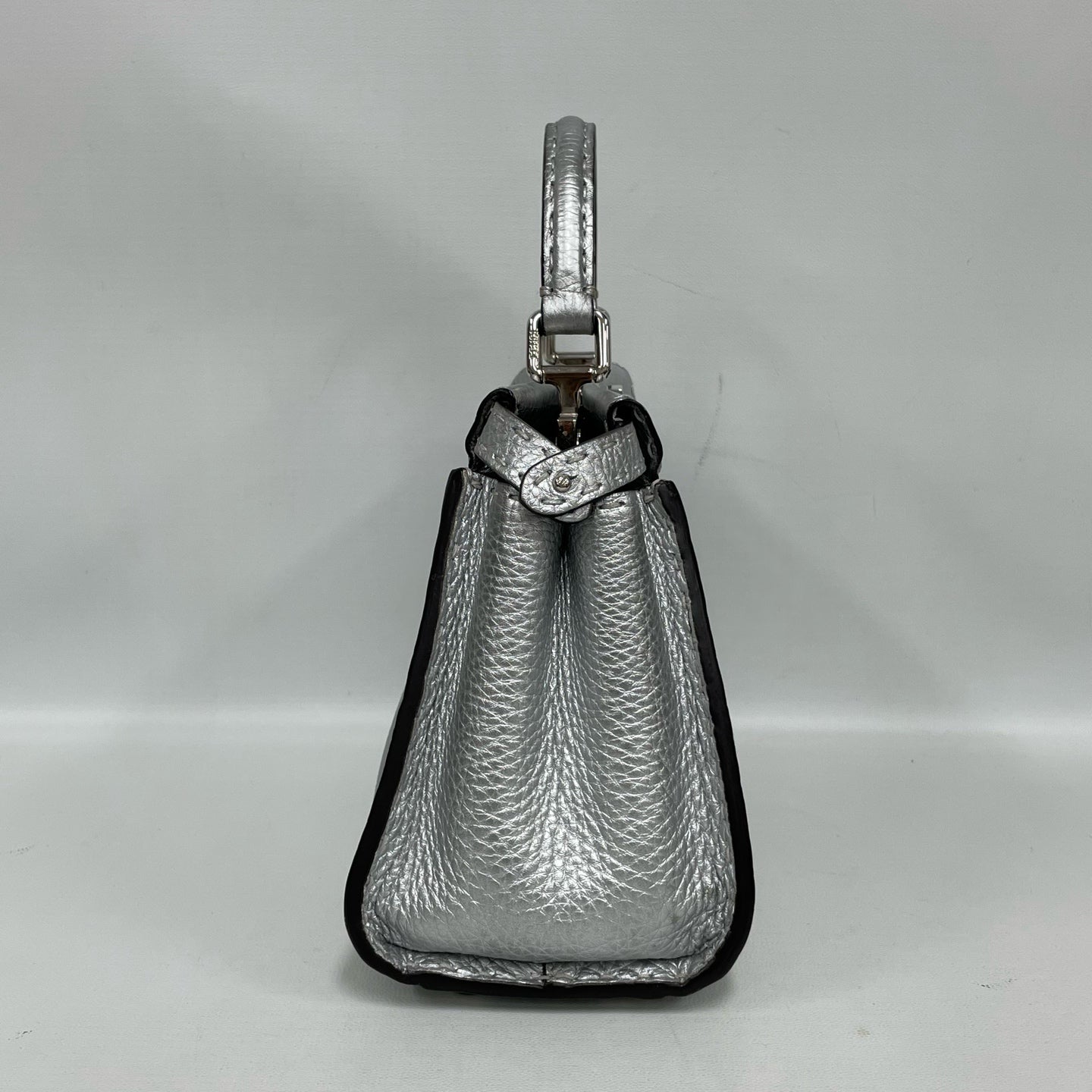 Fendi - Peekaboo - Pebbled calfskin leather - Silver - (small)