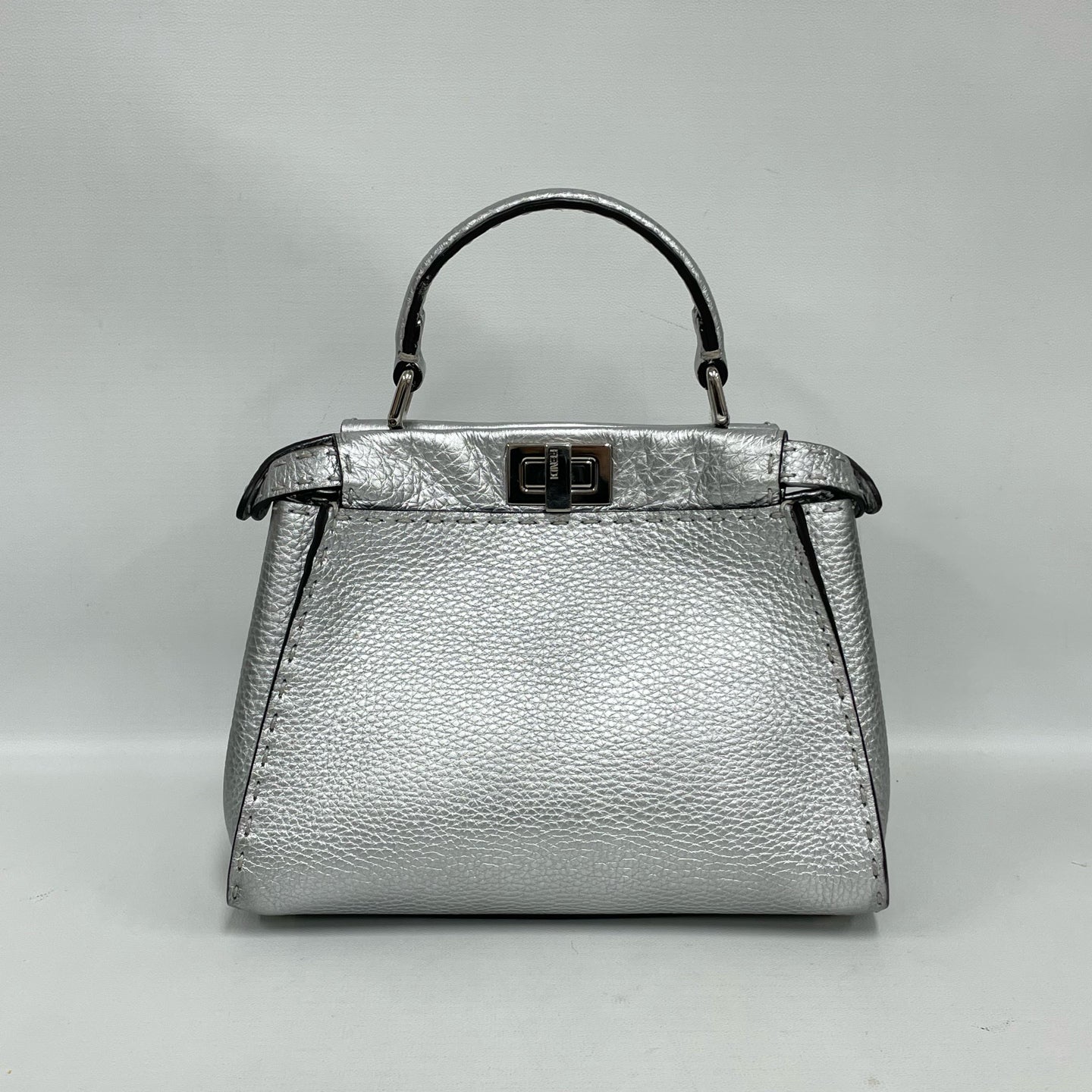 Fendi - Peekaboo - Pebbled calfskin leather - Silver - (small)
