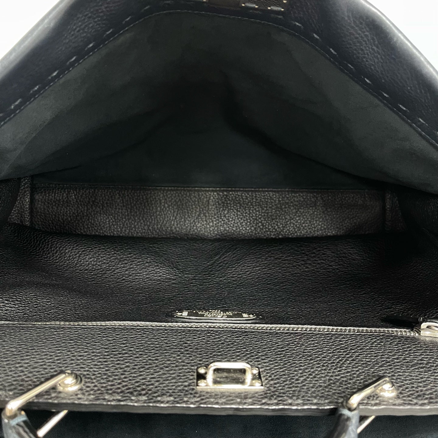 Fendi - Peekaboo - Pebbled leather with exotic python skin strap - Midnight Blue with Black trim and natural snakeskin tones on strap - (Large)