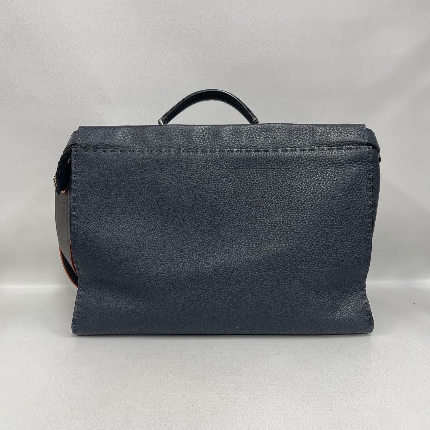 Fendi - Peekaboo - Pebbled leather with exotic python skin strap - Midnight Blue with Black trim and natural snakeskin tones on strap - (Large)