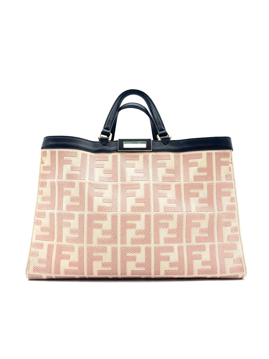 Fendi - Peekaboo X-Tote - Canvas with Leather trim - Beige and Pink with Black accents - (Medium)