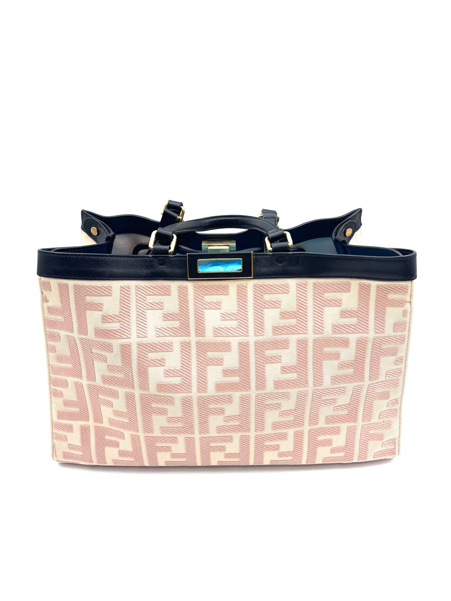 Fendi - Peekaboo X-Tote - Canvas with Leather trim - Beige and Pink with Black accents - (Medium)