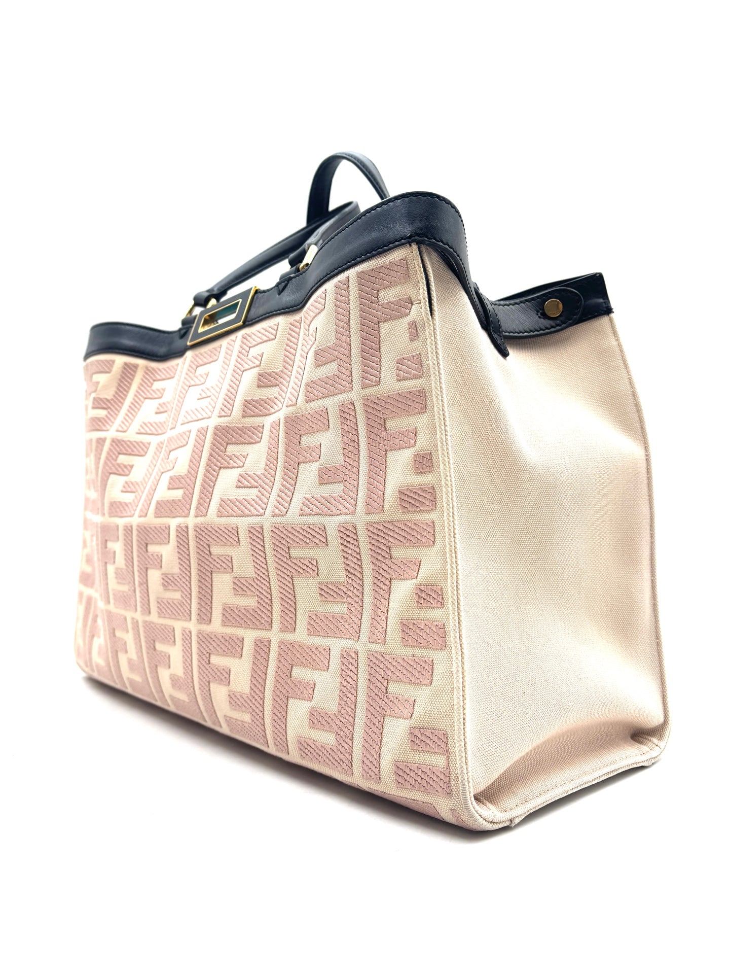 Fendi - Peekaboo X-Tote - Canvas with Leather trim - Beige and Pink with Black accents - (Medium)