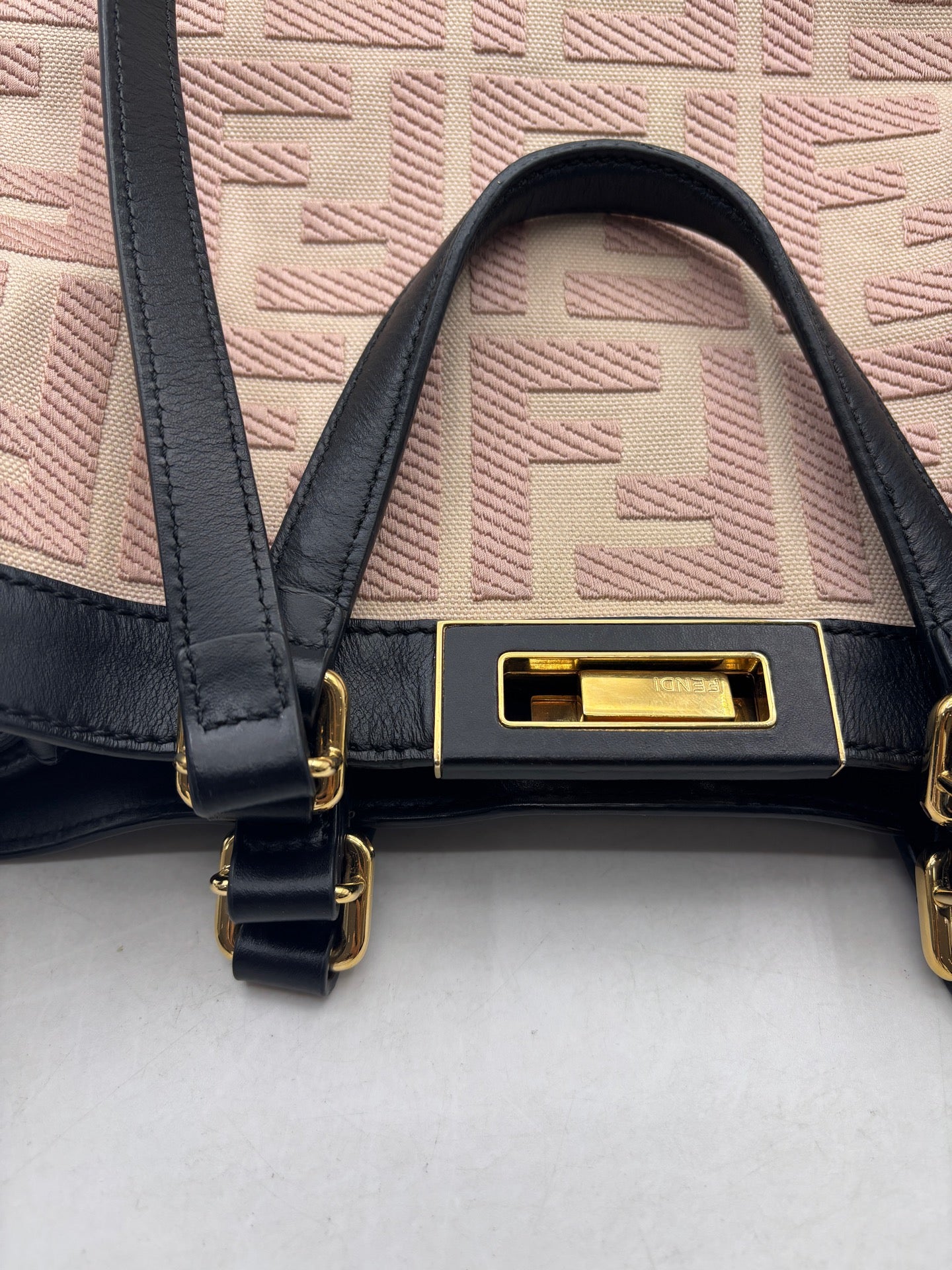 Fendi - Peekaboo X-Tote - Canvas with Leather trim - Beige and Pink with Black accents - (Medium)