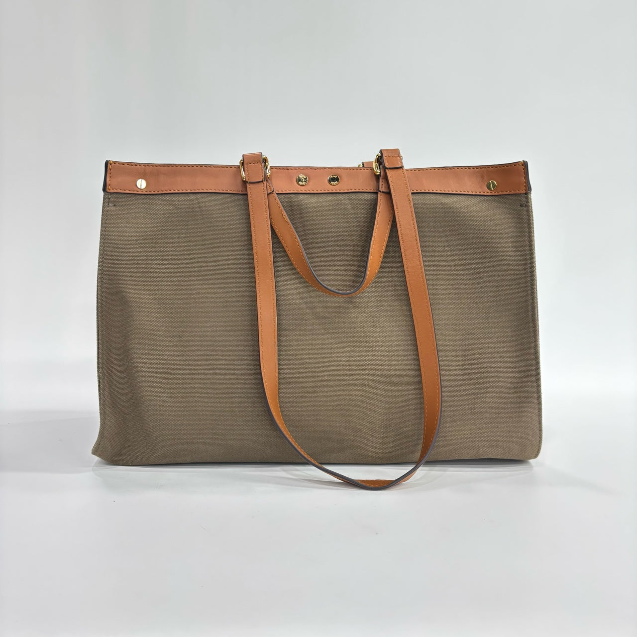 Fendi - Peekaboo X-Tote - FF Monogram canvas with tan leather trim - Khaki, Dark Green and Tan - (Large)