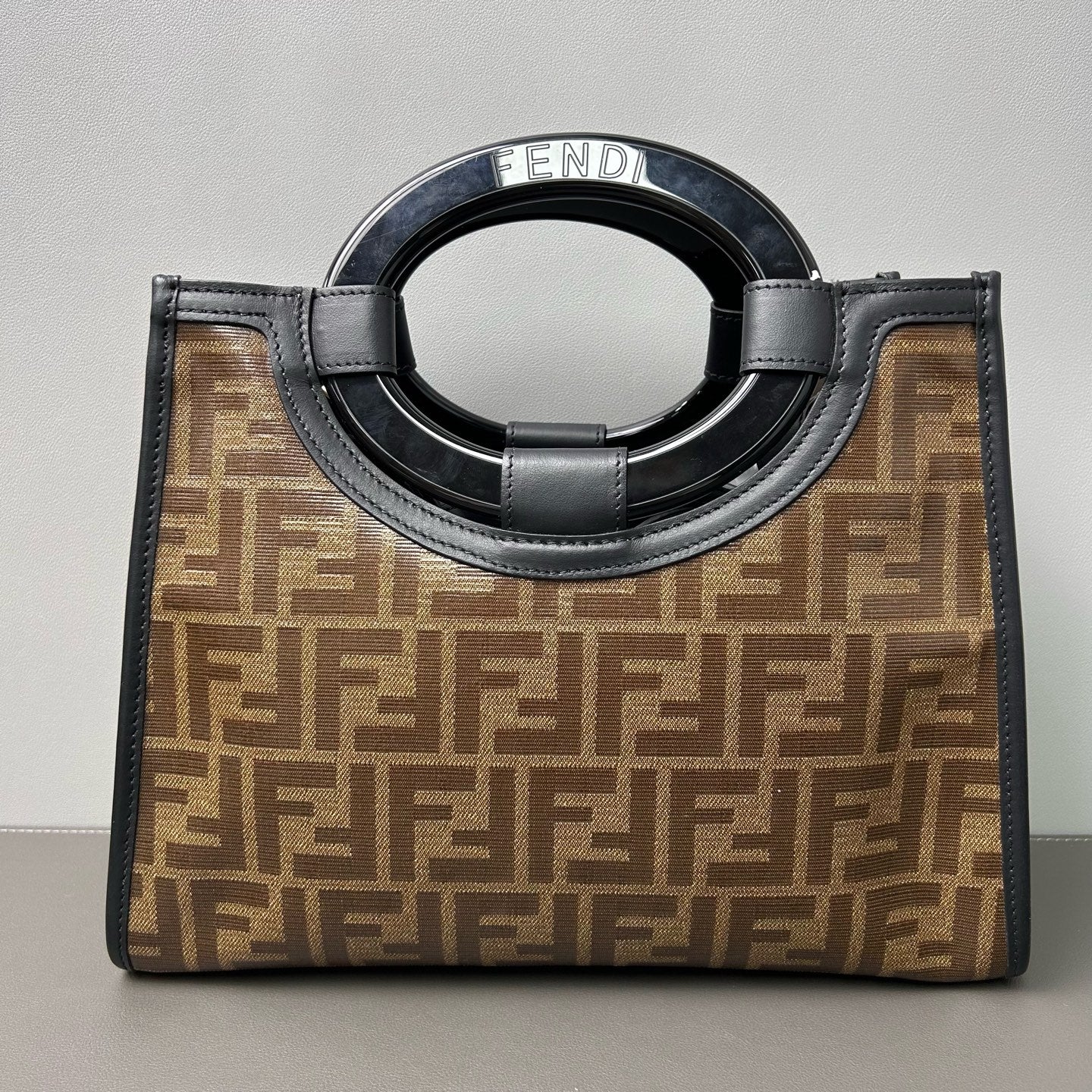 Fendi - Runaway FF Monogram Circular Handle Bag - PVC and Leather - Brown - (medium)
